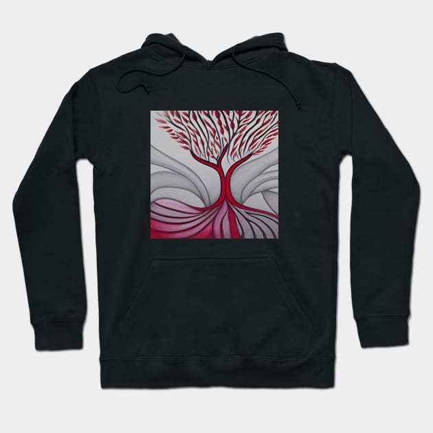 Lone Tree in Red and Gray Hoodie by ArtistsQuest
